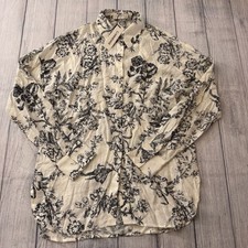 Commense Floral Button Front Blouse Cream Black Viscose Blend Size M NWT picture