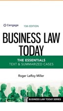 Cengage Business Law Today: The Essentials 13th Ed Miller Paperback 2016 picture