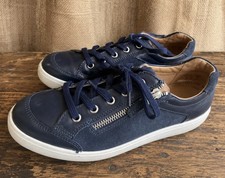 Hotter Chase Women's 10 Blue Leather Zip-up Laces Suede Comfort Sneakers Shoes picture