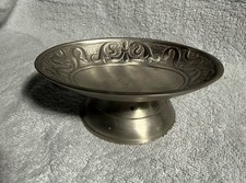 Vintage Pewter Pedestal Bowl Trinket Tray 6 Inch picture