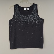Chico's Sequin Tank Top Womens Size 16 / XL Black Sleeveless picture