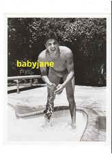 ALAIN DELON ORIGINAL 8X10 PHOTO IN BATHING SUIT BY POOL 1964 ONCE A THIEF picture