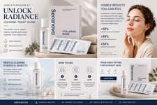 NEW Seranova Collagen Skincare Kit Cleanser + 4 Collagen Face Masks Sealed picture