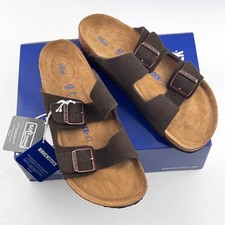 Birkenstock Arizona Soft Footbed Mocha Suede Leather Sandals Men's Regular picture