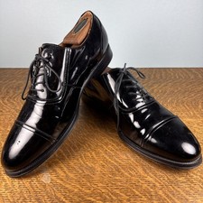 Aldo Black Patent Leather Cap Toe Oxfords Fiddleback Soles Men's US 9/UK 8 EUC picture