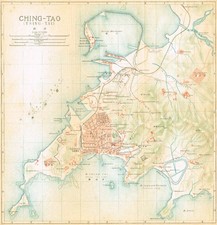 QINGDAO  1915  Tsingtao original antique map China city plan Tsing Tau Ching Tao picture