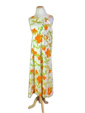 Vintage late 60s Sleeveless Floral Dress Orange picture
