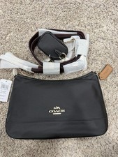 Coach CA205 Ellis Shoulder Bag Black Nylon Crossbody Mini Pouch Gold New picture