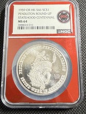 1959 Oregon Pendleton Round-Up HK-566 Sterling Silver NGC MS64 EDC SC$1 picture