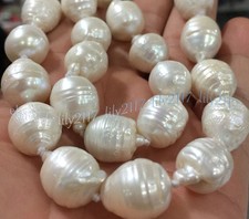 RARE HUGE 15x20MM WHITE SOUTH SEA BAROQUE KESHI PEARL NECKLACE 14-36