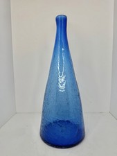 Vintage MCM Blenko Glass 920L Persian Crackle decanter Base Only picture