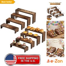 Wooden Tiered Risers Display Stands Stackable Cupcake Tier Riser 2 Pack picture