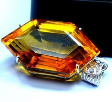 Natural 80 Ct Citrine Fancy Cut Certified Gem 925 Sterling Silver Pendant picture