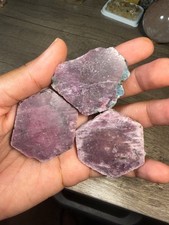 Raw Ruby Corundum Hexagonal Crystal Specimen Bundle UV Reactive 3pc 5.4oz picture