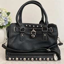 Rustic Couture Black Studded Satchel Handbag Lock Charm Y2K Western picture