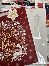15 Assorted Holiday Gift Bags Festive Designs w/ Tags - Christmas Medium Size picture