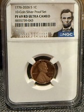 1776 2026 S Proof Lincoln Cent NGC PF 69 Ultra Cameo Penny Shield Dual Date 250 picture