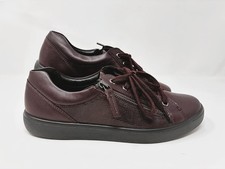 Hotter Chase II Womens 9 UK 7 Burgundy Leather Side Zip Comfort Walking Sneaker picture