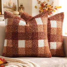 Fall Plaid Pillow Covers Boucle Rust 20X20 Set of 2 picture