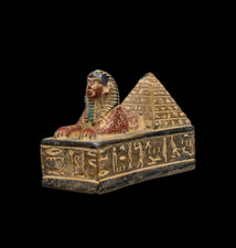 Rare Authentic Ancient Egyptian Antique Sphinx Pyramid Stone Statue Figure BC picture