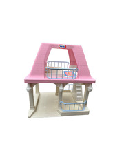 Vintage 1990 Little Tikes Grandma’s Cottage Dollhouse – Pink Roof Blue Railings picture