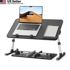 SAIJI Height & Angle Adjustable Laptop Stand for Bed, Lap 20.5×11.8In, Black picture