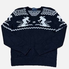 Vintage Polo Ralph Lauren Ski Sweater Luxury Cashmere Cotton Blend Black Mens L picture