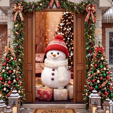 JOYIN 72Inch Snowman Door Cover, 6Ft Holiday Banner for Porch, Winter Xmas picture