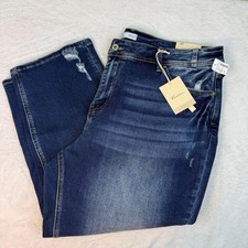 KanCan Maurices High Rise Straight Crop Jeans Distressed Blue 22W NEW picture