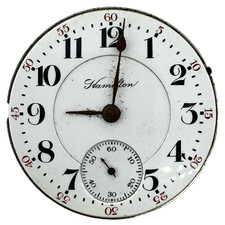 Antique 18s 1907 Hamilton Double Sunk Arabic Dial 17J Pocket Watch Movement 926 picture