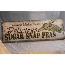 Vintage Farmhouse Sugar Snap Peas Wooden Wall Art Sign Kitchen Decor picture