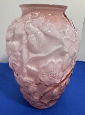 Vintage Fenton Pink Dogwood Cased Glass Vase 10.5
