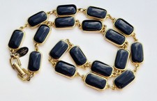 Vintage Les Bernard Necklace Blue Gold Classic Designer Gripoix Style picture