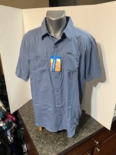 Columbia Red Eagle Lake Men’s SS Shirt Large Polyester Blue Slate - NWT picture