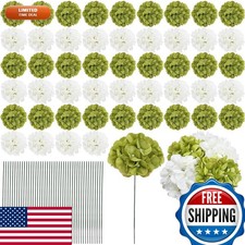 Nagobi Green White Hydrangea Artificial Silk Flowers 104 PCS picture