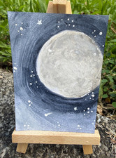 ACEO/ATC Original Acrylic Full Moon Painting 