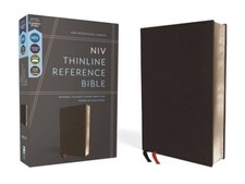 NIV, Thinline Reference Bible, Premium Leather, Calfskin, Black, Red Lett - GOOD picture