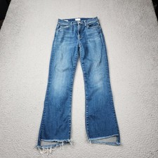 Mother The Insider Crop Step Fray Jeans Womens 25 Blue Denim picture
