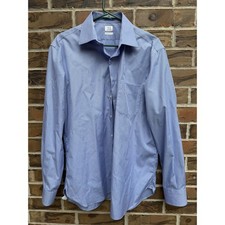 IKE by Ike Behar Mens Performance 100 Striped Dress Shirt Blue White Size 16 35 picture
