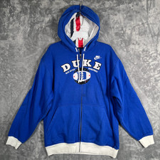 Vintage Nike Duke Blue Devils Hoodie Mens Large Full Zip Sweatshirt 90s VTG NCAA picture
