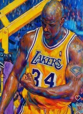Shaquille O'Neal Lakers Art Card Print PZ Signed /30 picture
