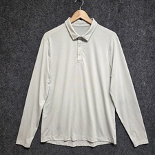 Lululemon Evolution Shirt Mens Large Gray Long Sleeve Striped Polo Casual picture