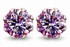 RARE 12 Ct Certified Pink Diamond Solitaire Studs, Great Sparkle-FREE Studs picture