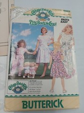 Lot 2 1980s BUTTERICK Girls Cabbage Patch Kids Sew Pattern  1 UNCUT w/Transfer picture