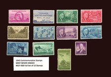 1945 U.S. Commemorative Set #927–938 Mint NH – 12 Stamps  picture