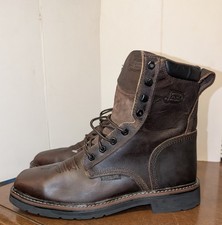 Justin Mens Work Boots Steel Toe  Leather Western Lace Up 10.5 D SE682 picture