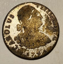 Spain 1794 1R CCC Silvered Feather Weight 2.45g (Rare) picture