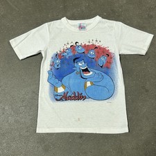 Vintage 90s Disney Aladdin Genie Kids T-Shirt Jog Togs Made in USA White Large picture