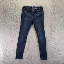 Hollister Jeans Women 11 Blue Cotton Denim Jegging Workwear Whiskered Stretch picture