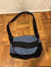 Vtg L L Bean Black/Blue Crossbody Messenger Laptop Bag W Strap 17x12  picture